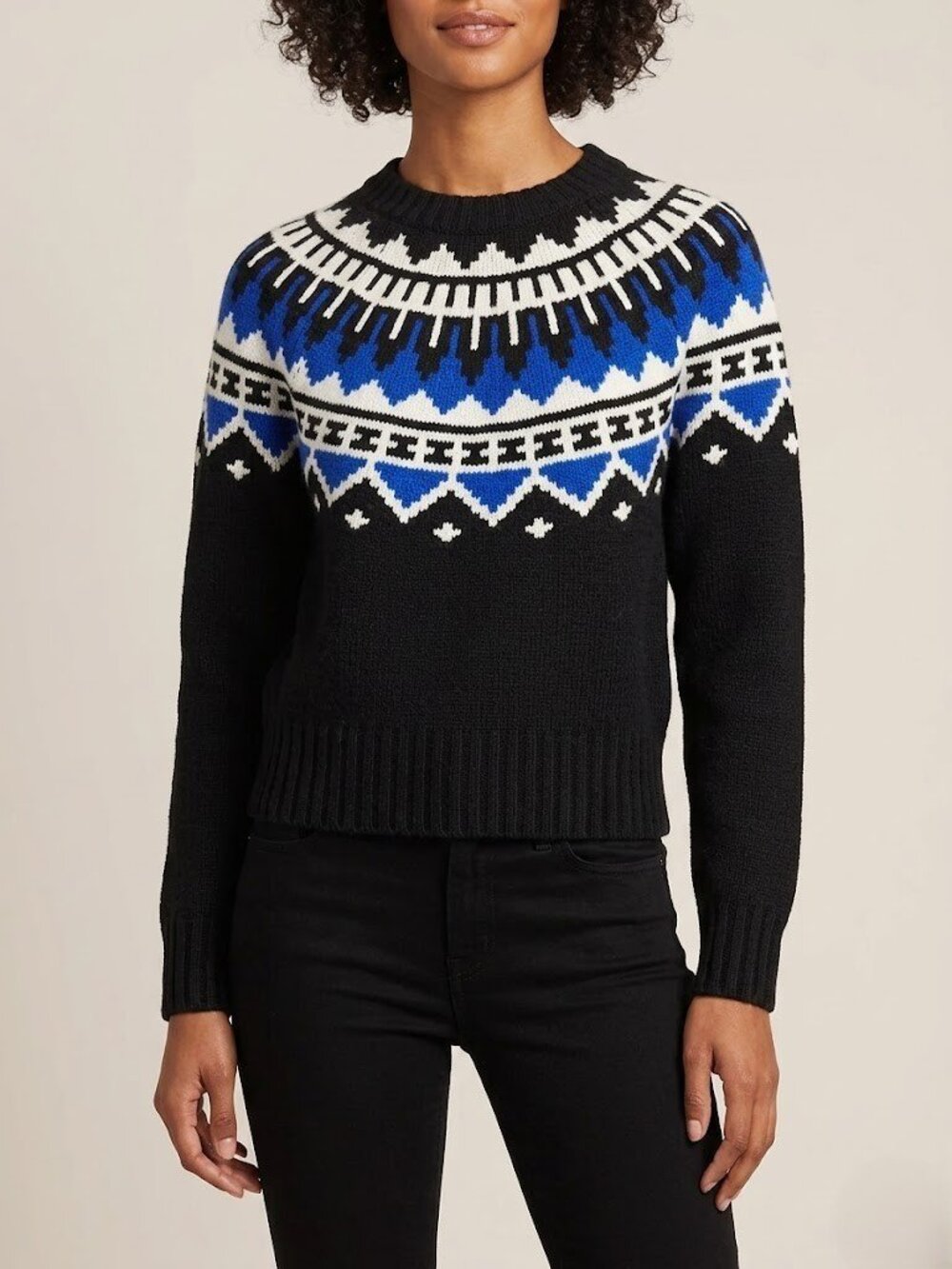 NWT Polo Ralph Lauren Women's Fair Isle Wool-Cashmere Sweater in Black Blue XS - Picture 2 of 10